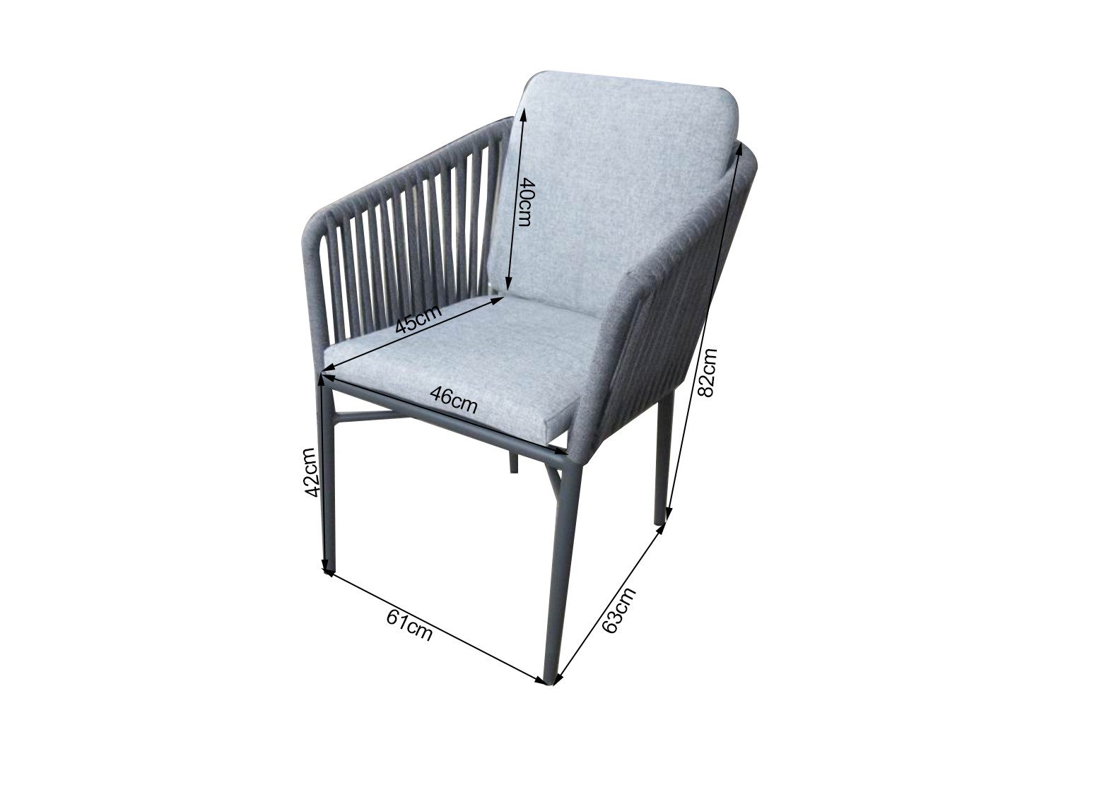 acamp Gartenstuhl Stapelstuhl 6er Set mit Sitzkissen & Rückenpolster Manhattan grau (Gartenmöbel Set), Stuhl, Loungestuhl, Stapelsessel, 81x61x61 cm