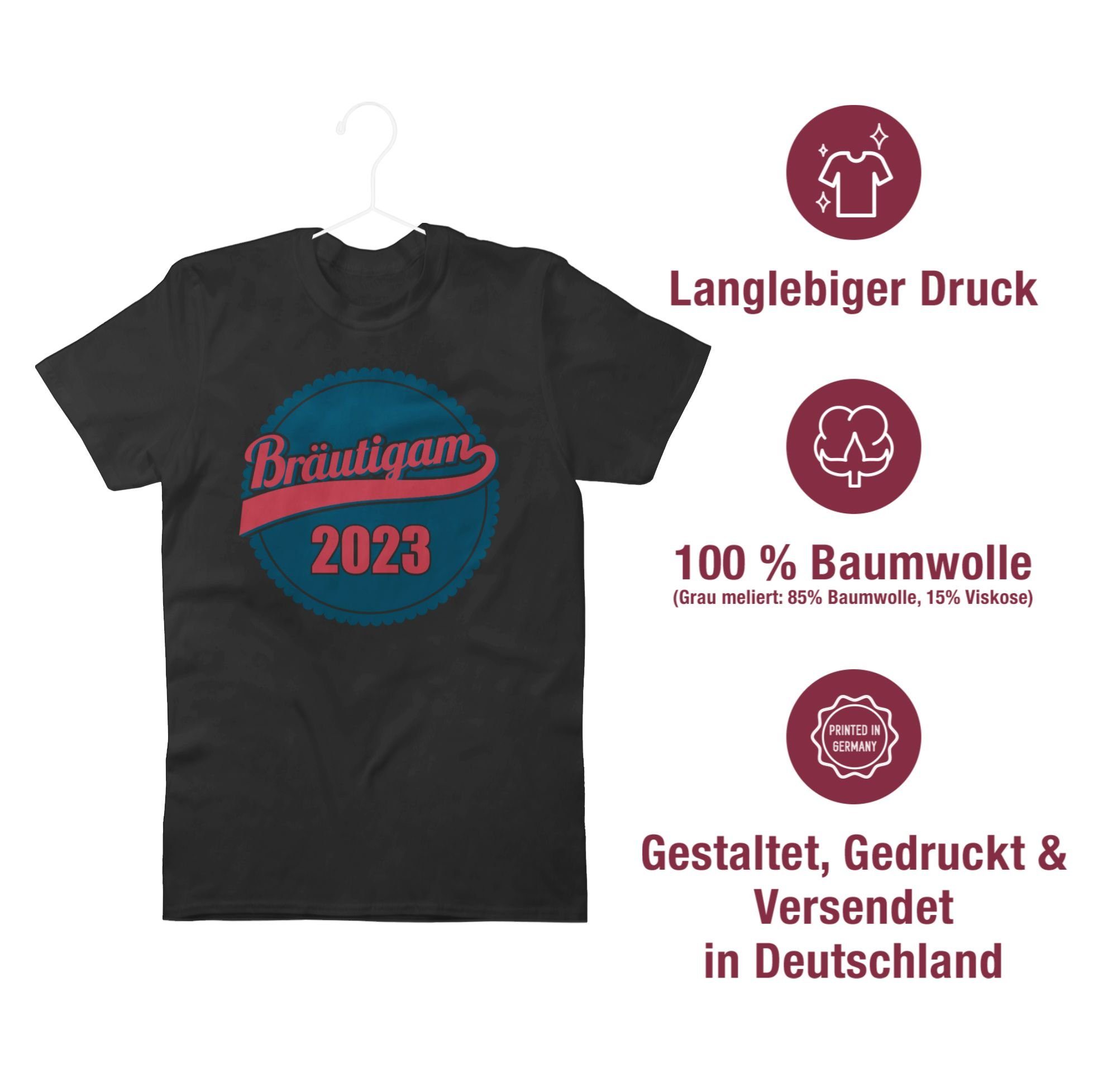 Schwarz Männer Bräutigam T-Shirt JGA Shirtracer 2 2023