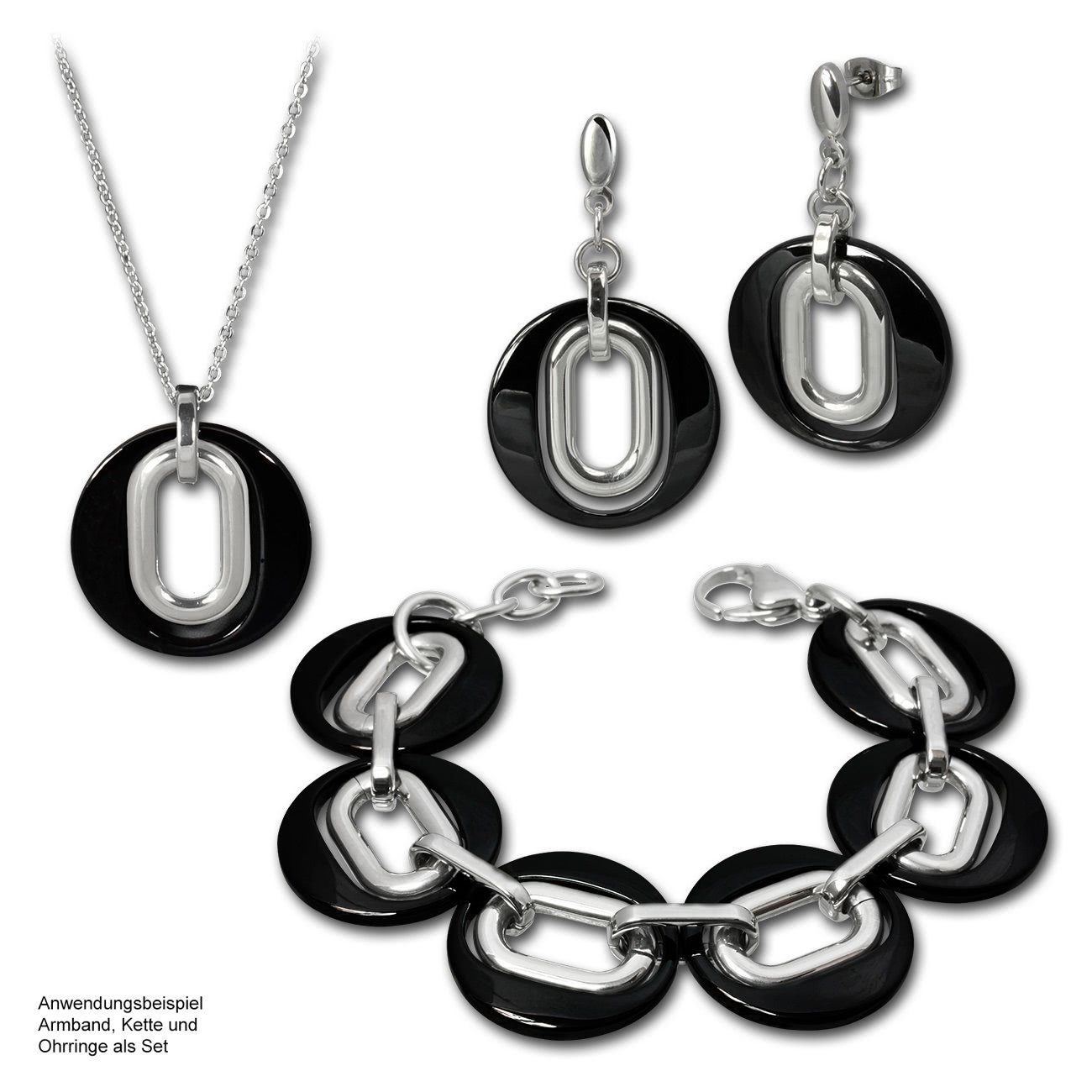 Steel) aus Edelstahl Halsketten (Halskette), Edelstahlkette silber Halskette Magic (Stainless (Magic) Amello Damen schwarz Amello