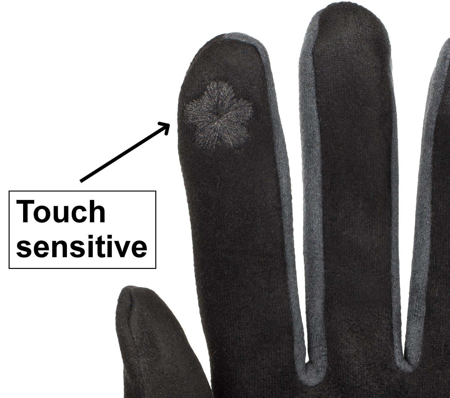 styleBREAKER Schwarz Fleecehandschuhe Touchscreen Handschuhe Kontrast