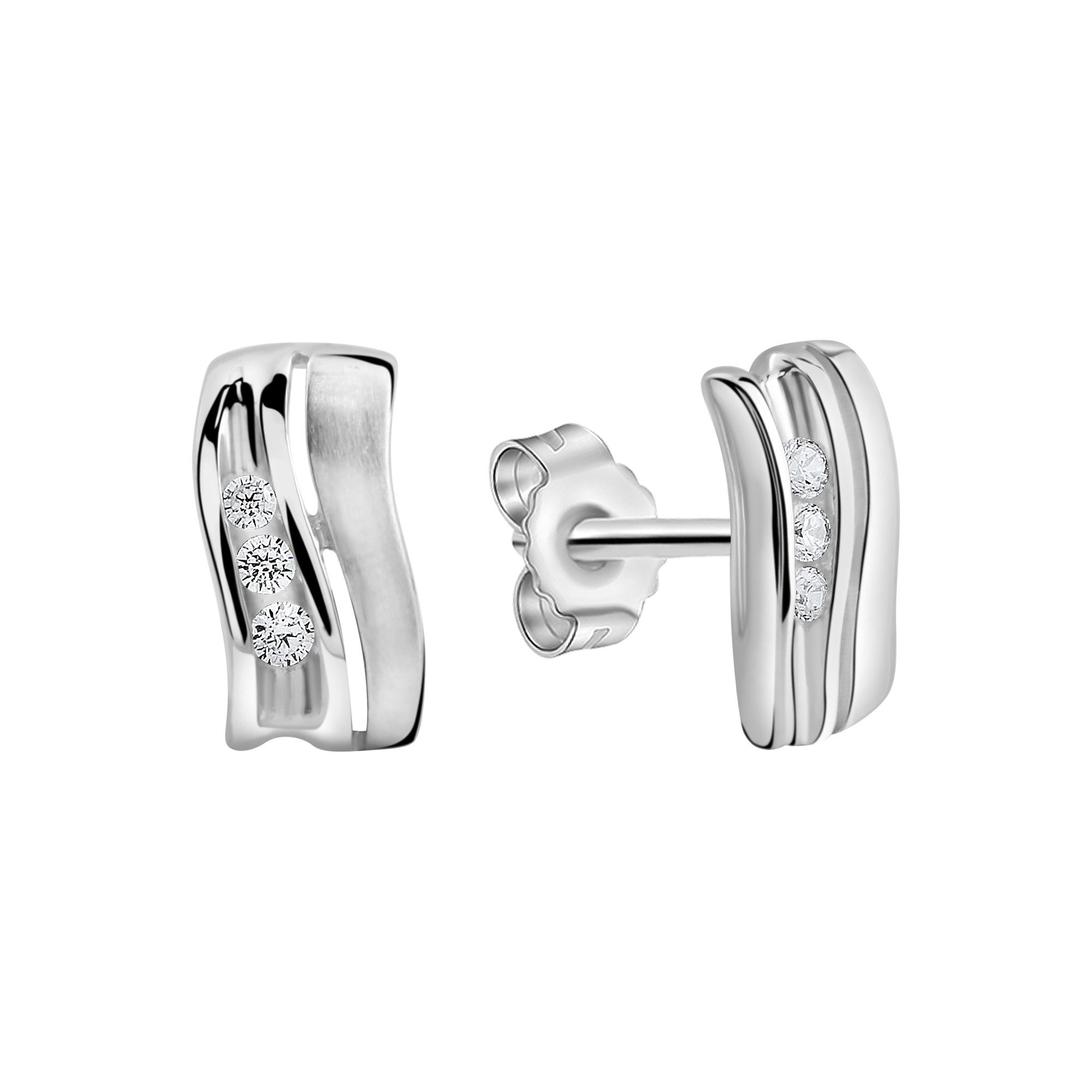Zeeme Paar Ohrstecker 925/- Sterling Silber rhodiniert Zirkonia