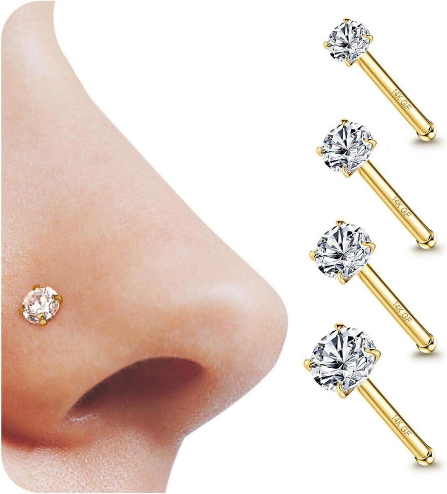 LuxusKollektion Nasenpiercing-Set 4er Set 14K Gold günstig online kaufen