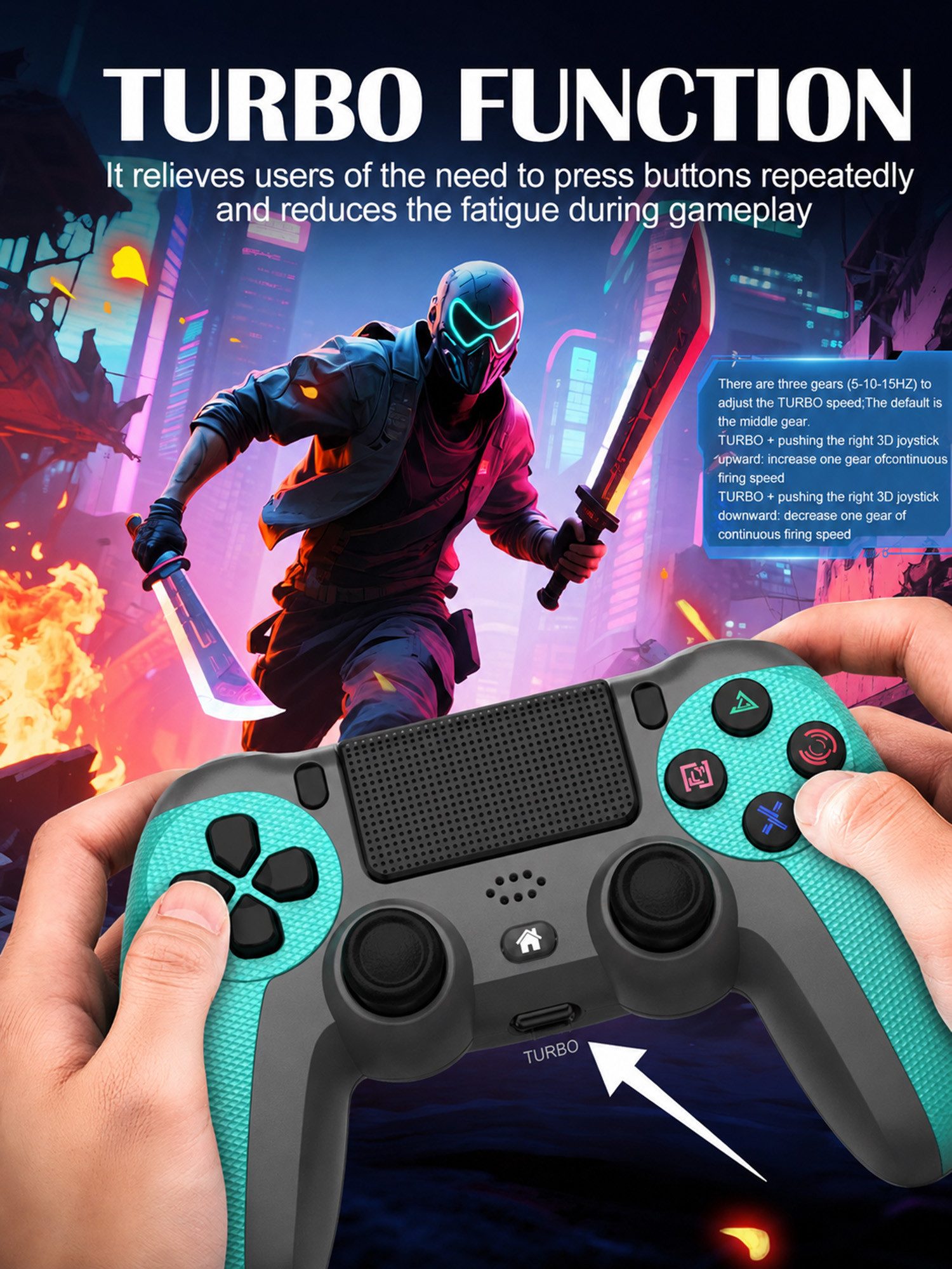 Luckice Gamecontroller, PS4 Controller, Dualshock,Wireless PC-Controller Gamepad (Set, 1 St., 6-Achsen-Gyrosensor Doppelvibration Share-Funktion integrierter)