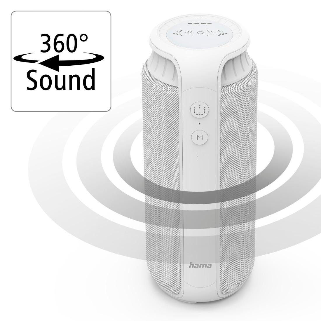 Hama Bluetooth®-Lautsprecher "Pipe 2.0", (spritzwassergeschützt) 24W weiß Bluetooth-Lautsprecher