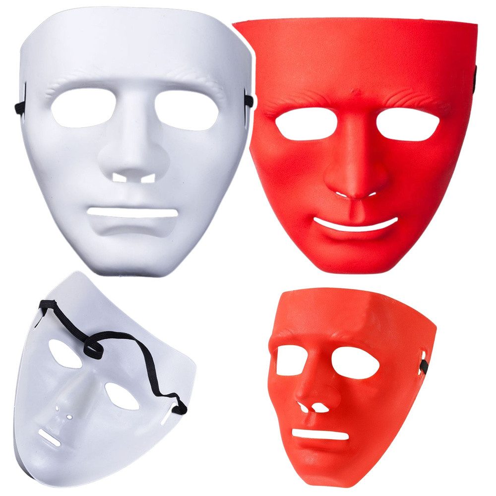 LEAN TOYS Kostüm Gesichtsmaske Faschingsmaske Partymaske, Universalgröße, Gummiband, bemalbar, Kunststoff