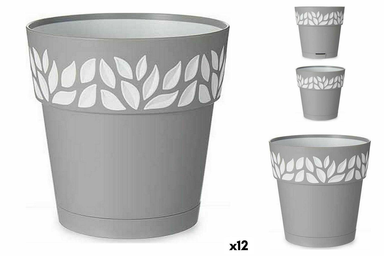 Stefanplast Blumenkasten Selbstbewässernder Blumentopf Grau Weiß Kunststoff 15 x 15 x 15 cm 12