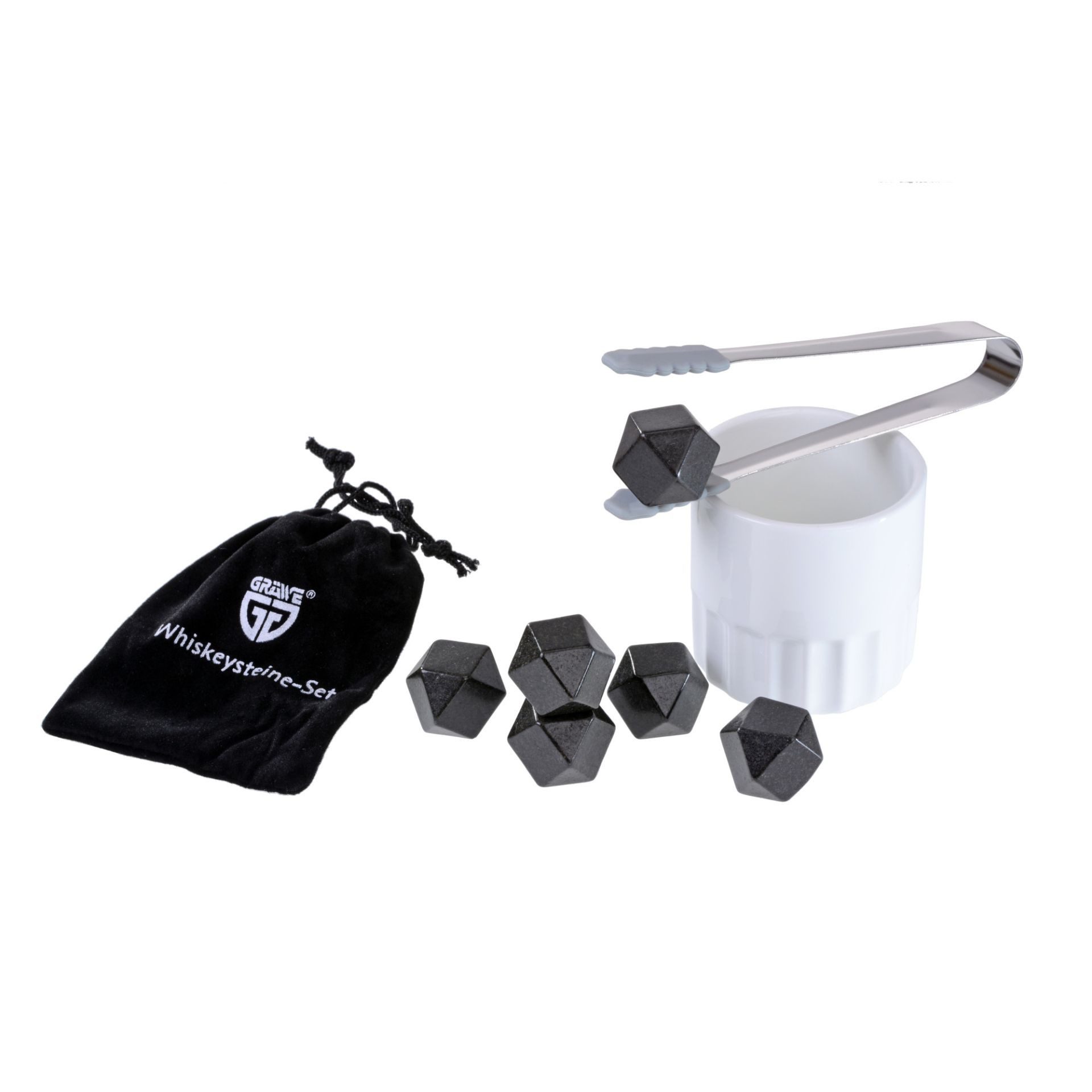 GRÄWE Eiswürfel-Steine 9-teiliges Whiskey Geschenk-Set, Gekühlter, unverwässerter Whisky-Genuss