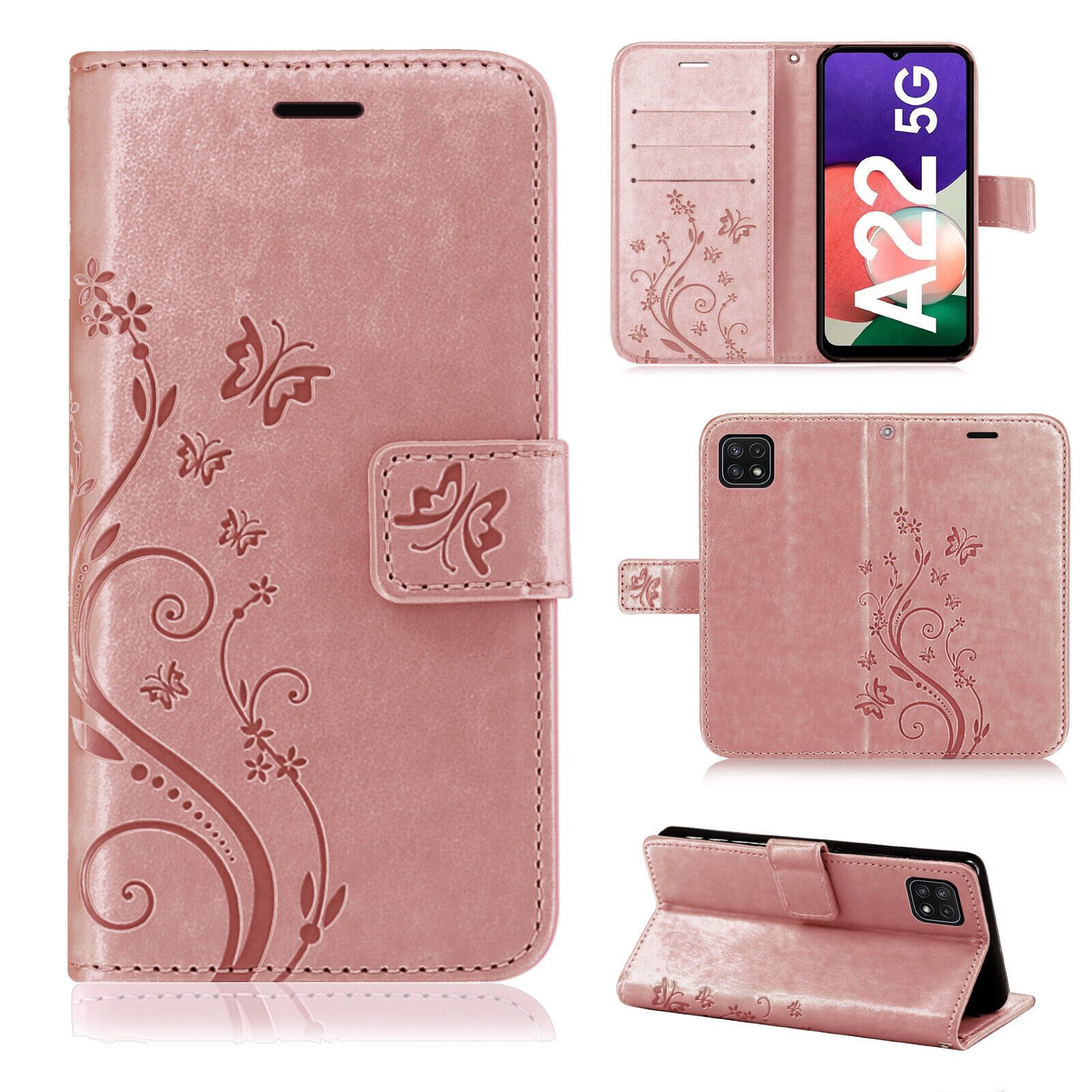 betterfon Handyhülle Handytasche für Samsung Galaxy A22 5G Klapphülle, Bookstyle-Hülle: Magnetverschluss 3 Kartenfächer & Standfunktion