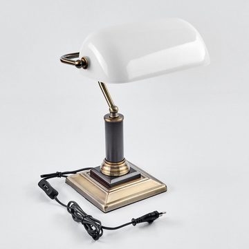 hofstein Tischleuchte »Gavoi« Retro Tischlampe aus Metall/Holz/Glas in Messingfarben, ohne Leuchtmittel
