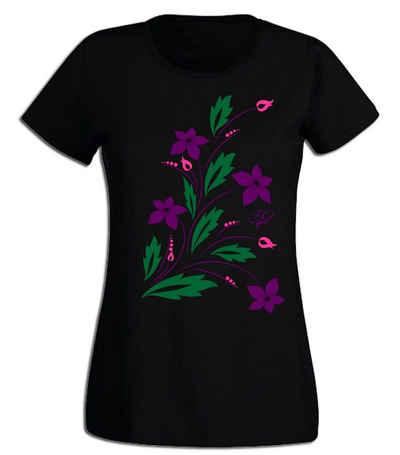 G-graphics T-Shirt Damen T-Shirt - Blumen Pink-Purple-Collection, mit trendigem Frontprint, Slim-fit, Aufdruck auf der Vorderseite, Print/Motiv, für jung & alt