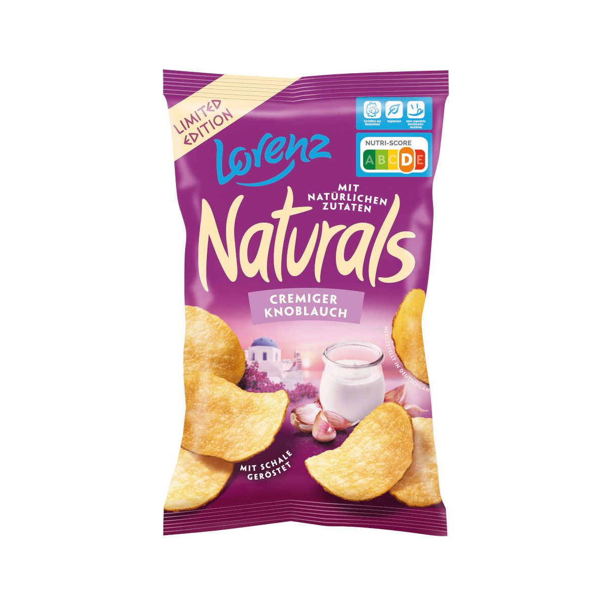 BAHLSEN Knabberei, Bahlsen Naturals Cremiger Knoblauch Kartoffelchips Packung 95g