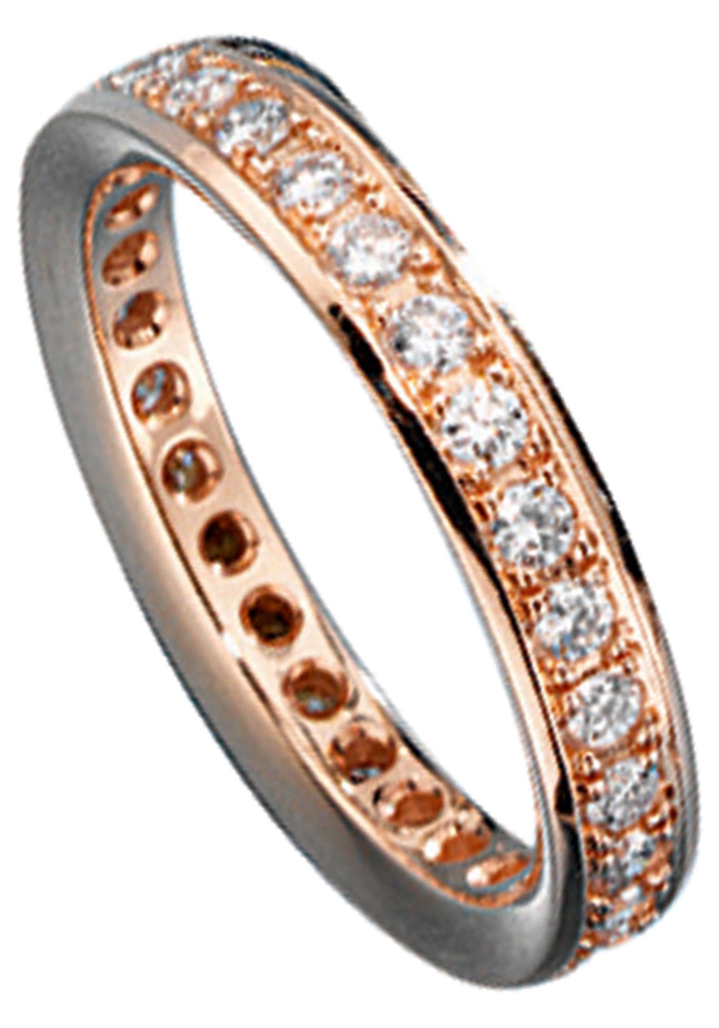 JOBO Diamantring Memory Ring, 585 Roségold mit Diamanten rundum