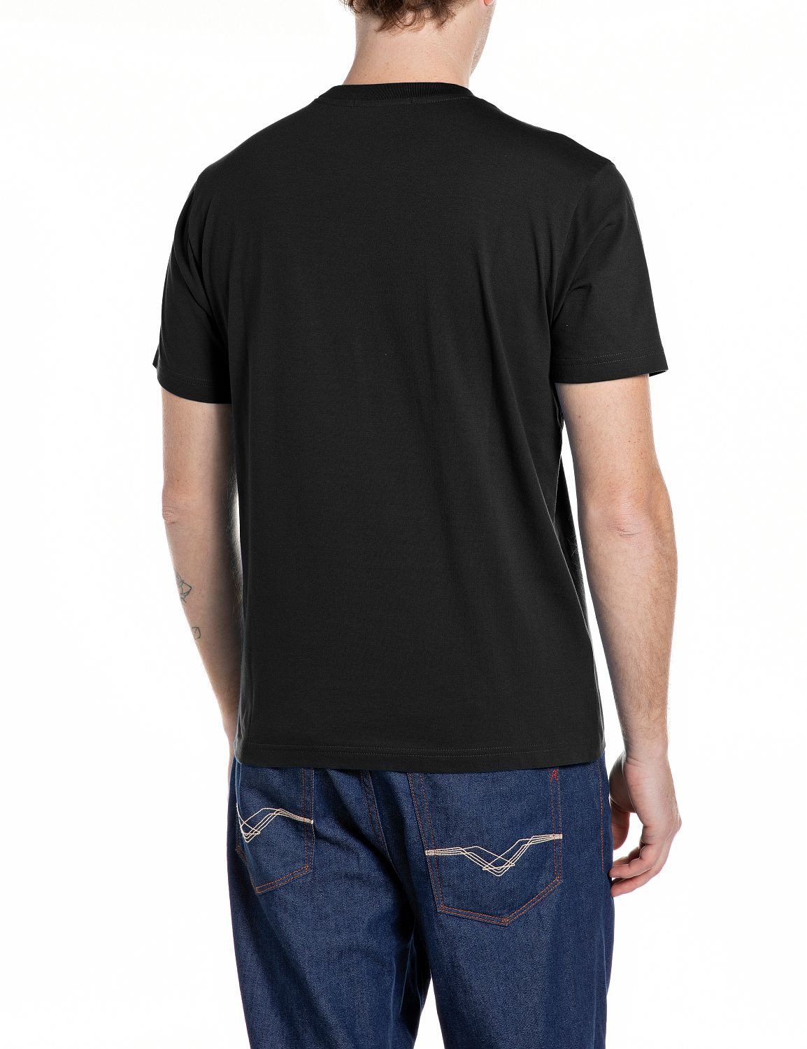 Replay T-Shirt mit Frontprint auf der Brust, Rundhals