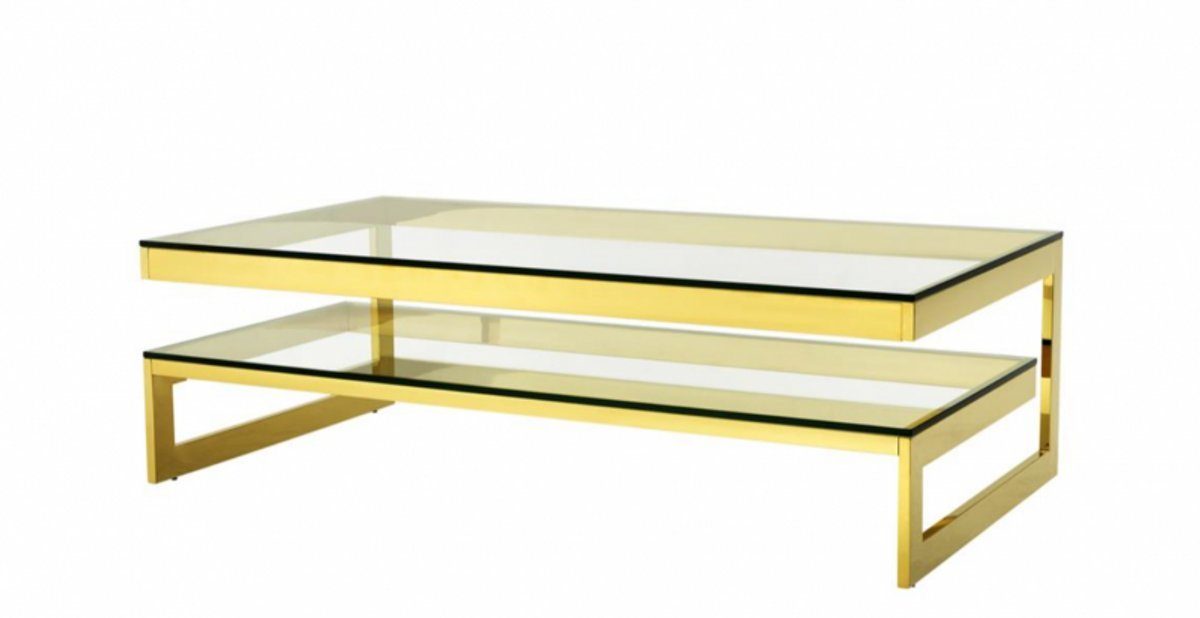 Casa Padrino Couchtisch Art Deco Luxus Couchtisch Gold Finish - Salon Tisch - Hotel Möbel | Couchtische