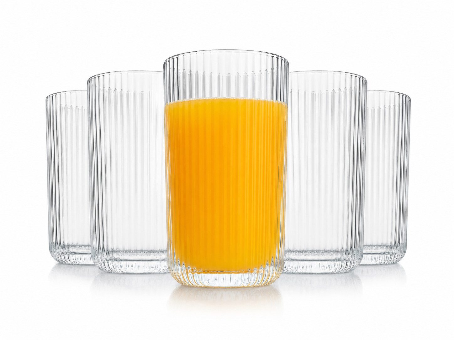 Sendez Tumbler-Glas 6 Longdrinkgläser mit Relief 340 ml Saftgläser Cocktailgläser, 6-tlg., Glas