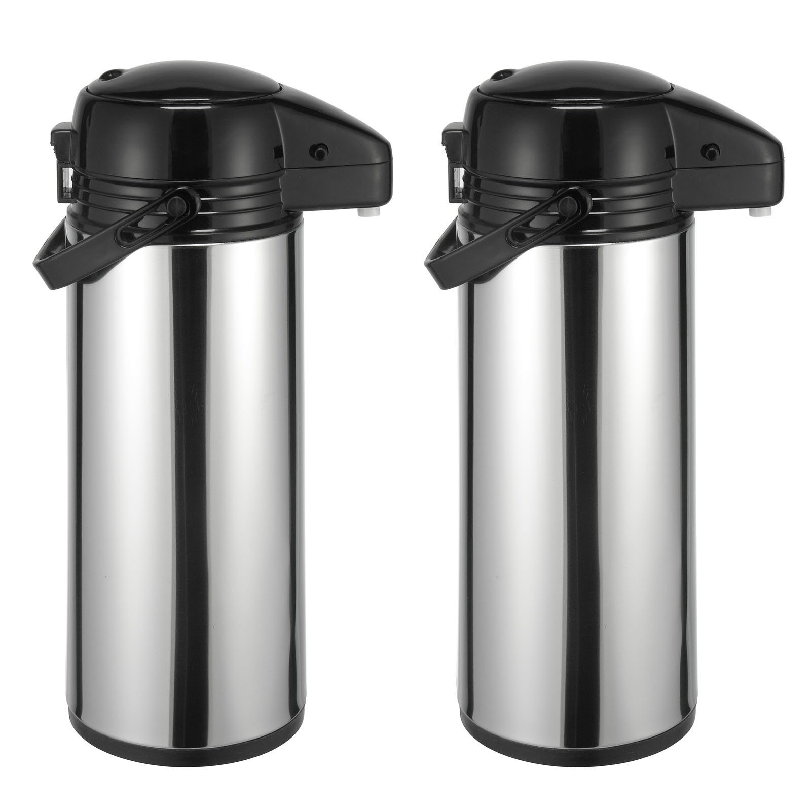 HAC24 Pump-Isolierkanne Thermoskanne Kaffeekanne Isolierkanne Teekanne Airpot Pumpkanne, 1,9 l, (2 Stück), Edelstahl, Mit Pumpmechanismus & Tragegriff