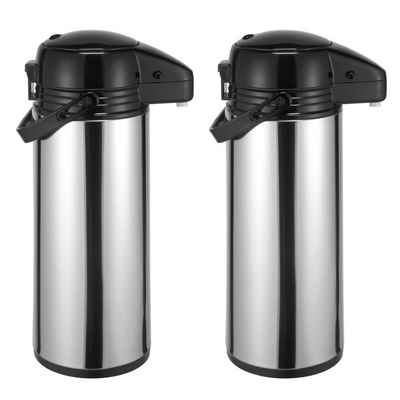 HAC24 Pump-Isolierkanne Thermoskanne Kaffeekanne Isolierkanne Teekanne Thermo Kaffee Tee Kanne Airpot Pumpkanne, 1,9 l, (2 Stück), Edelstahl, Mit Pumpmechanismus & Tragegriff