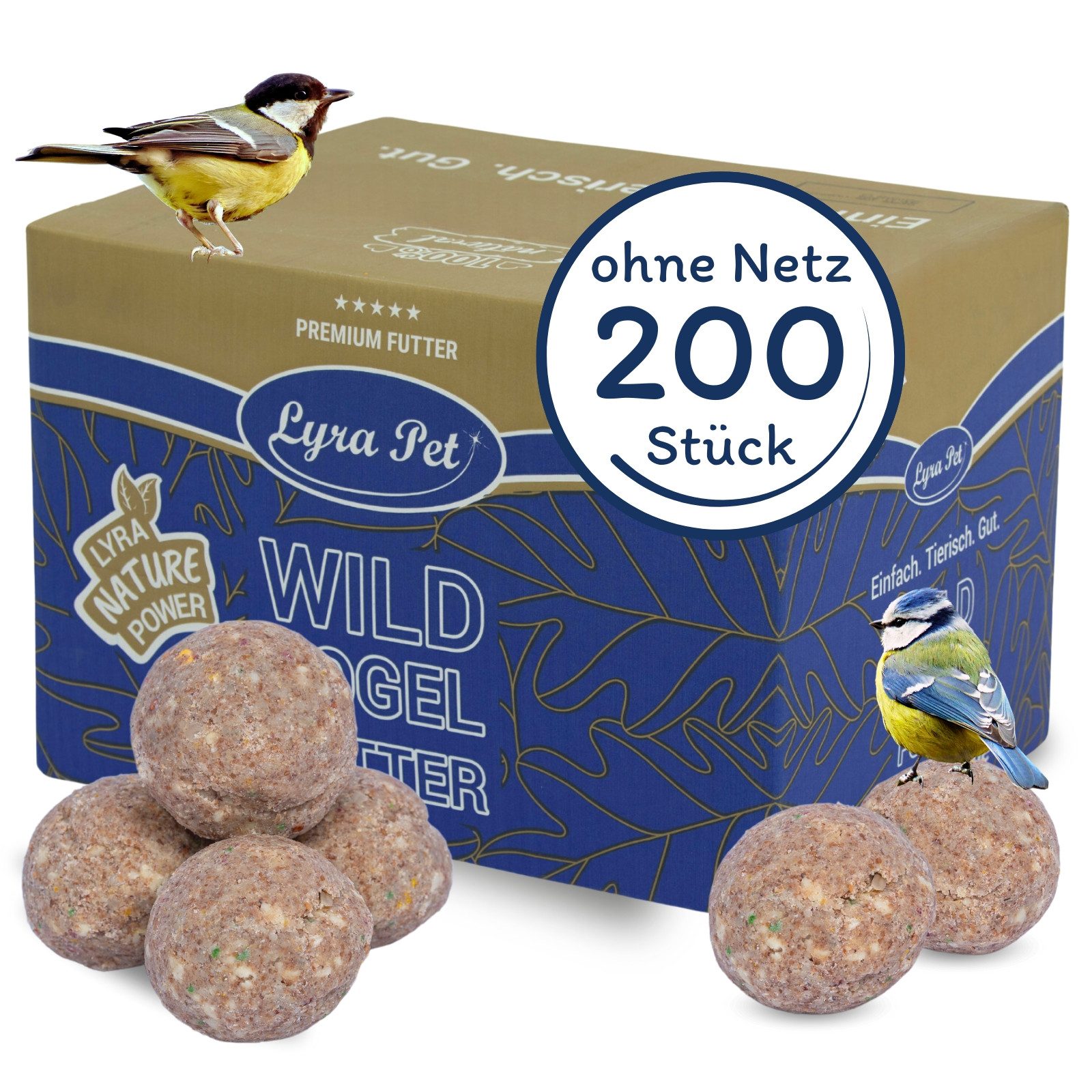 200 Stk. Lyra Pet® Gourmet Meisenknödel schalenfrei ohne Netz à 85 g Vogelfutter