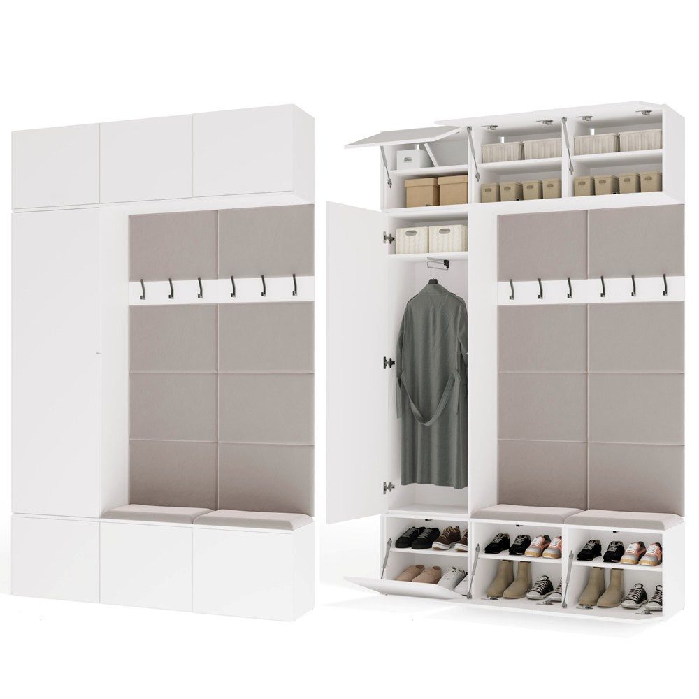 Raumhirsch Furniture Schuhschrank Garderobenschrank für Flur und Eingangsbereich (Kleiderschrank sowie Schuhschrank im SET) verschiedene Farben