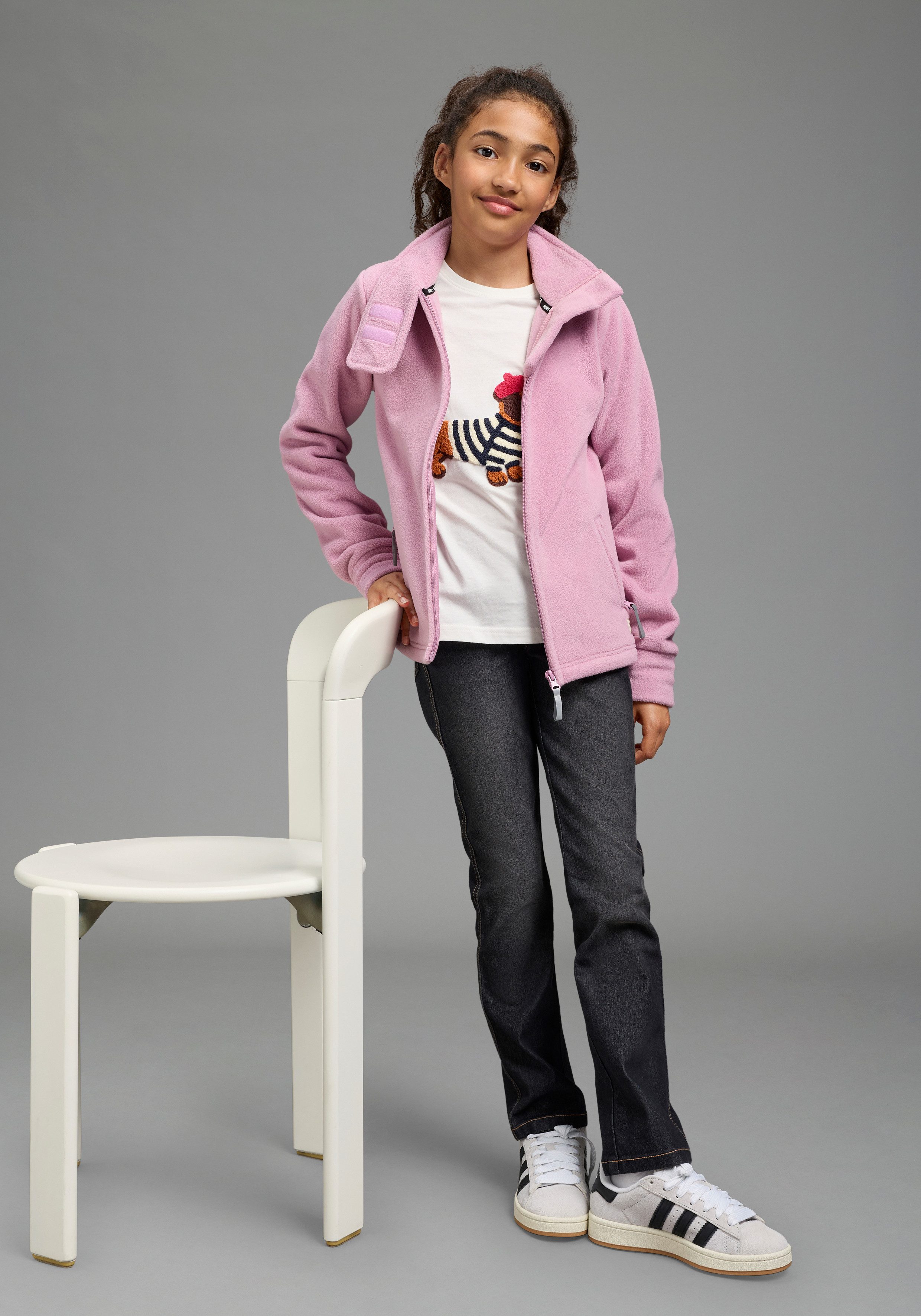 H.I.S Fleecejacke H.I.S Fleecejacke mit extra breitem Stehkragen Weiche Fleecejacke, Basic-Passform, po-bedeckende Länge – Bild 4 von 5