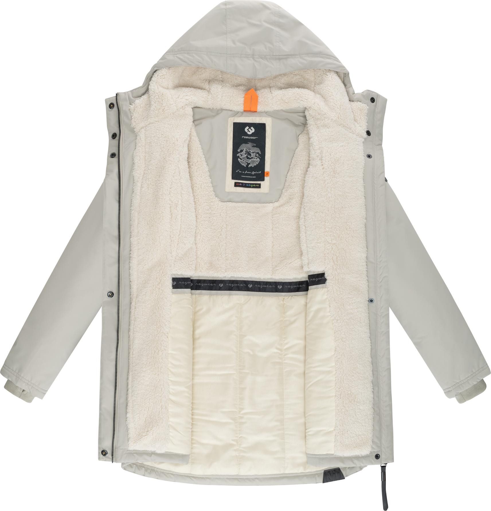 Ragwear Wintermantel Elsien wasserdichter Winterparka mit Teddyfell-Futter