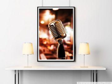 Sinus Art Poster Künstlerische Fotografie  Retro Mikrofon vor einem Café 60x90cm Poster