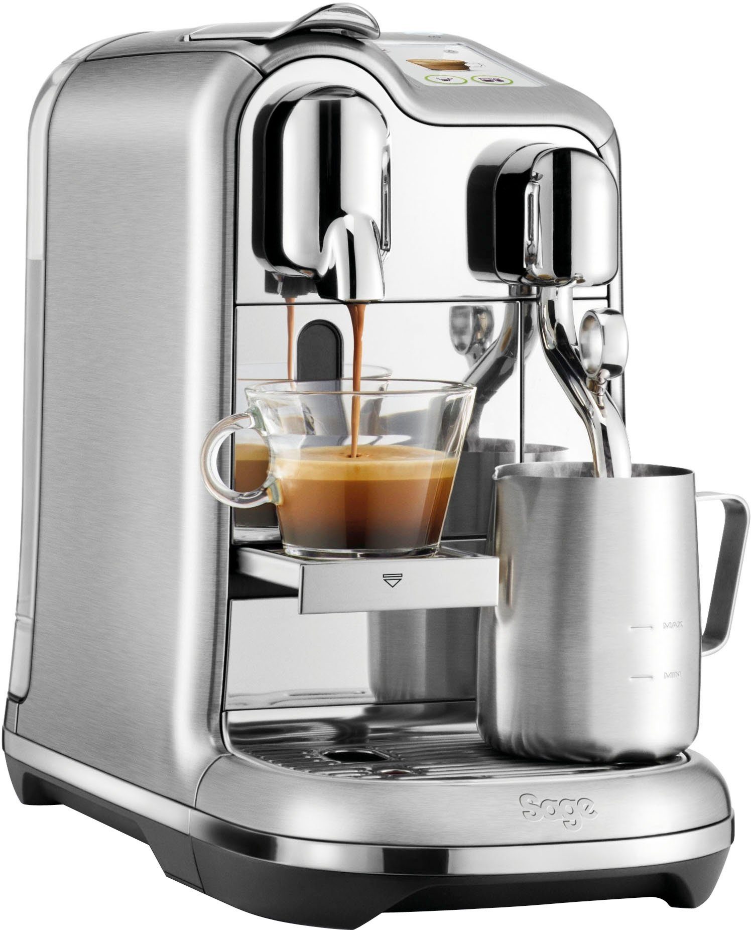 Nespresso Kapselmaschine Creatista Pro SNE900 mit Edelstahl-Milchkanne, inkl. Willkommenspaket mit 14 Kapseln | Kapselmaschinen