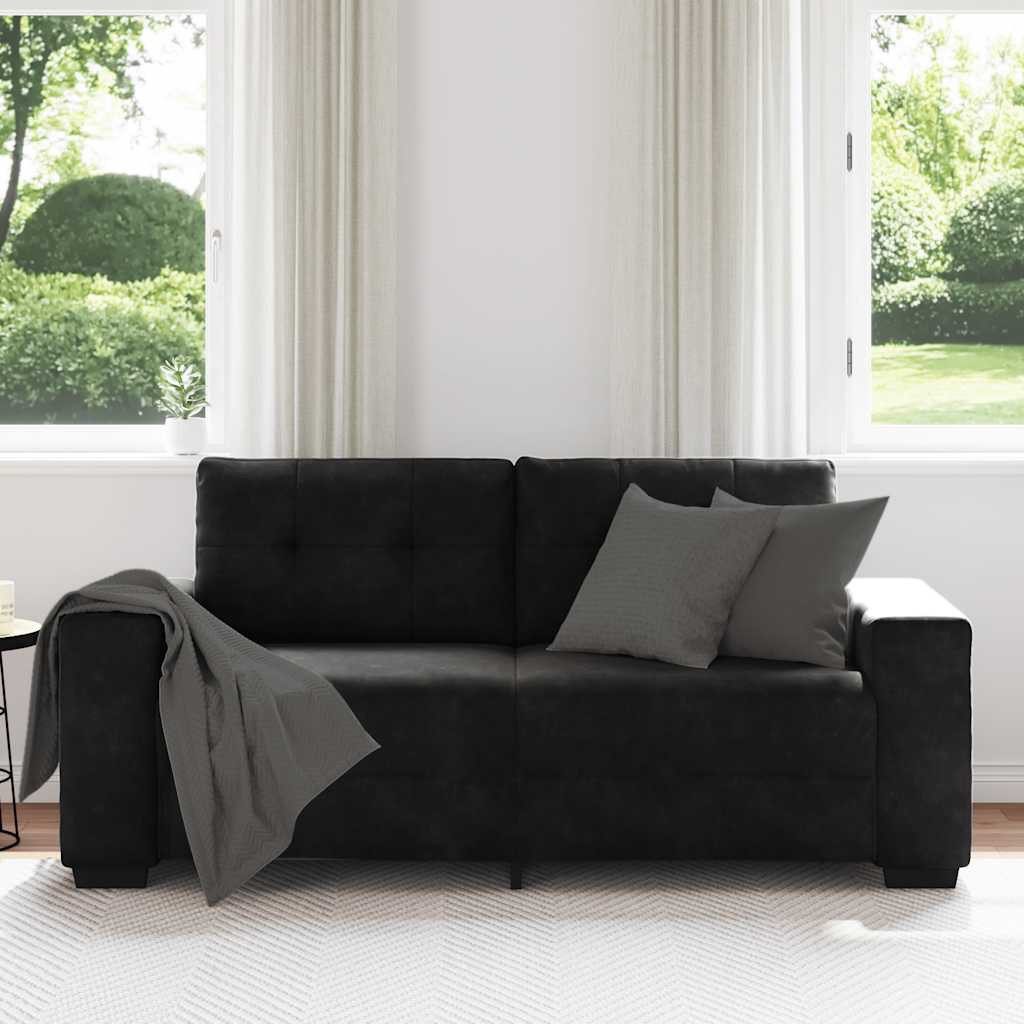 vidaXL Sofa Zweisitzer-Sofa Schwarz 180x77x82 cm Samt, 1 Teile – Bild 3 von 5