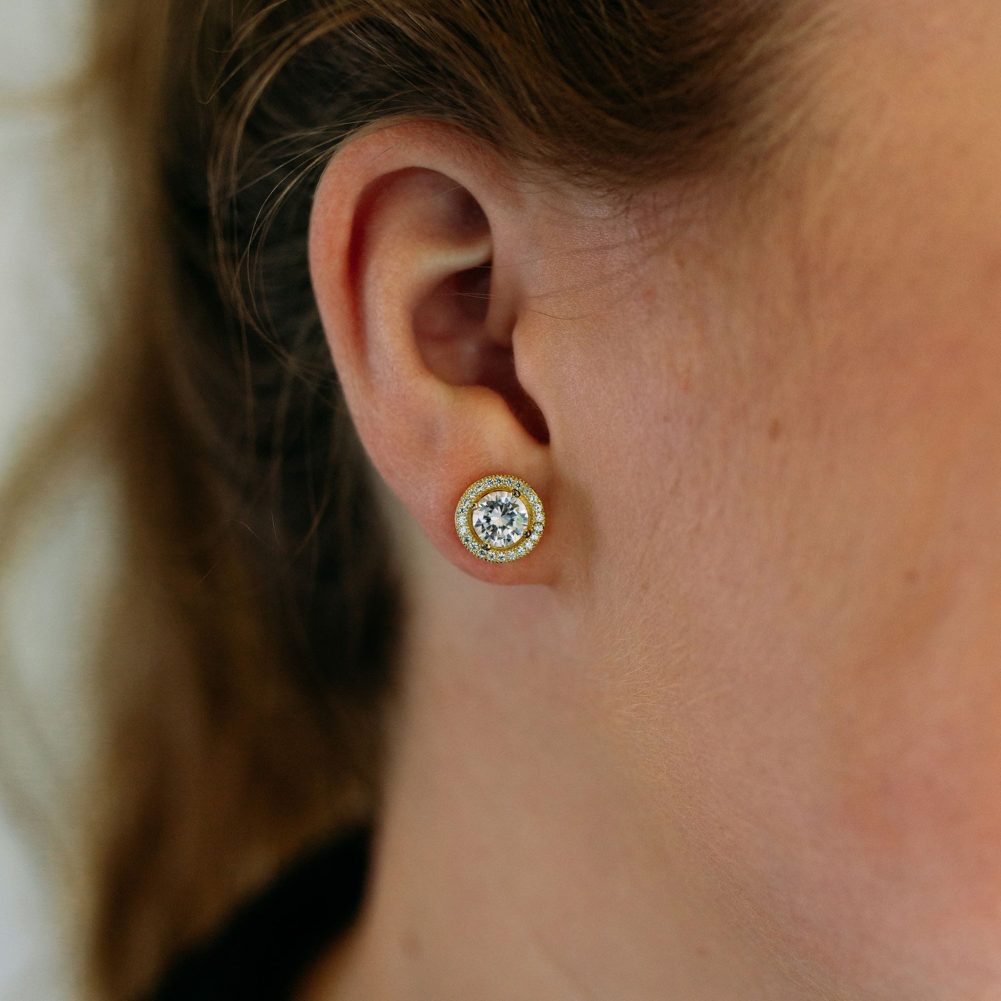 Julie Julsen Paar Ohrstecker 925 Silber vergoldet Zirkonia weiß