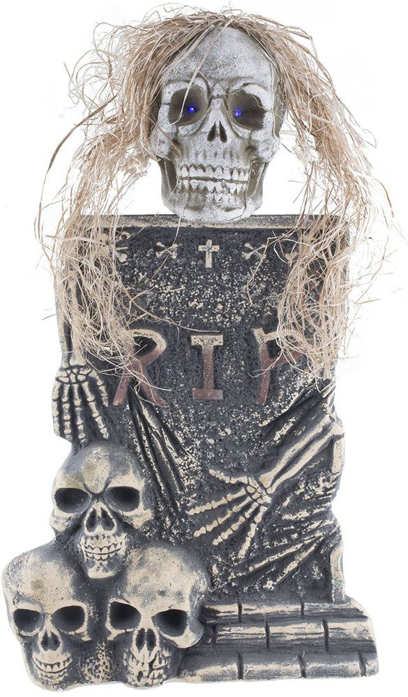Funny Fashion Dekoobjekt LED Halloween Totenkopf Dekoration - Grabstein mit
