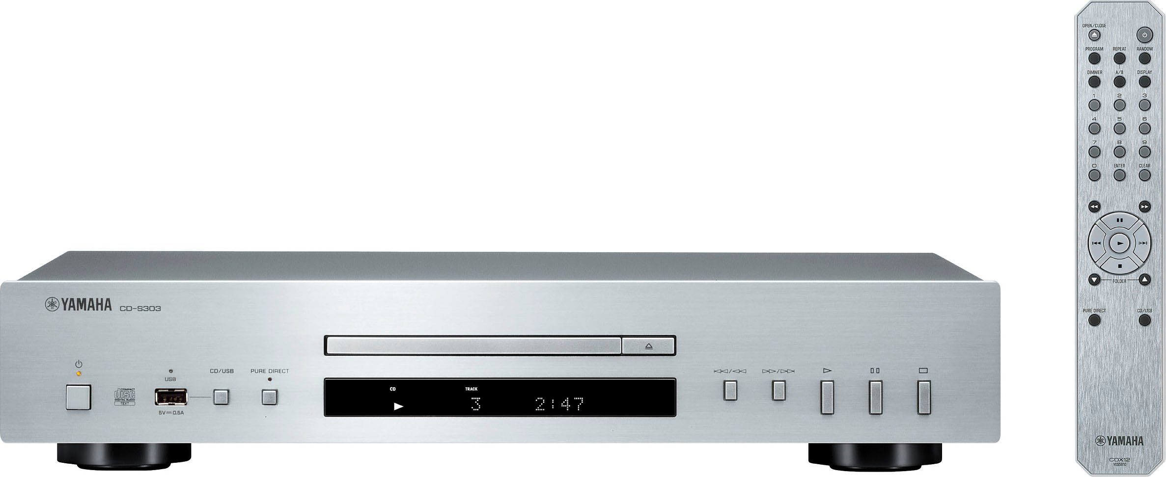 1x mit Yamaha USB Display Analog 2x (CD, CD-S303 Audioausgang, Digital Audioausgang, Displaybeleuchtung, Uhranzeige, 1x CD-Player USB-Aufnahme),