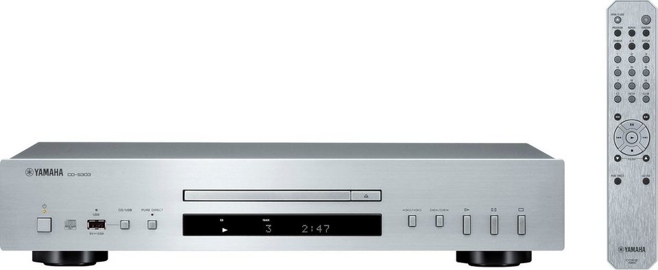 Yamaha CD-S303 CD-Player (CD, Display mit Uhranzeige, Displaybeleuchtung,  USB-Aufnahme), 1x Analog Audioausgang, 2x Digital Audioausgang, 1x USB