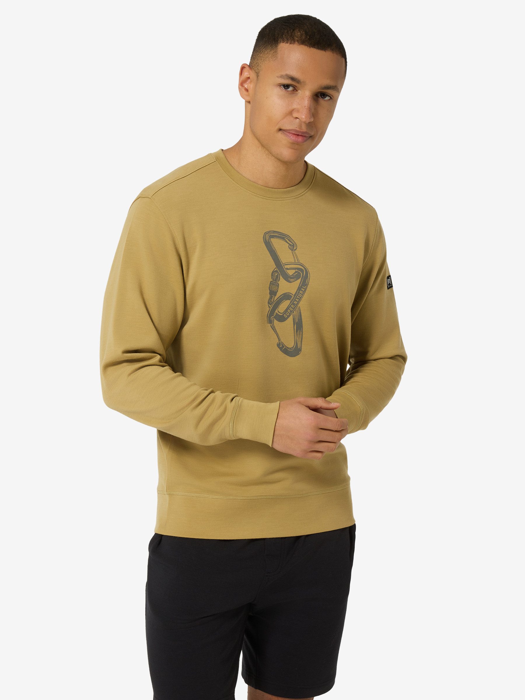 SUPER.NATURAL Sweatshirt für Herren,Merino M CARABINERI CREW mit Berg-Motiv, atmungsaktiv