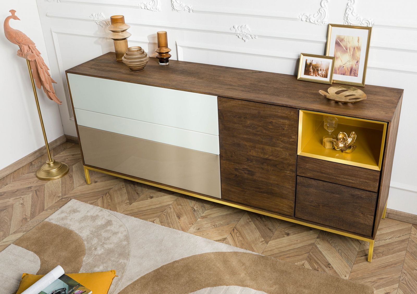 Massivmoebel24 Sideboard (Sideboard Mango 200x45x85 braun günstig online kaufen