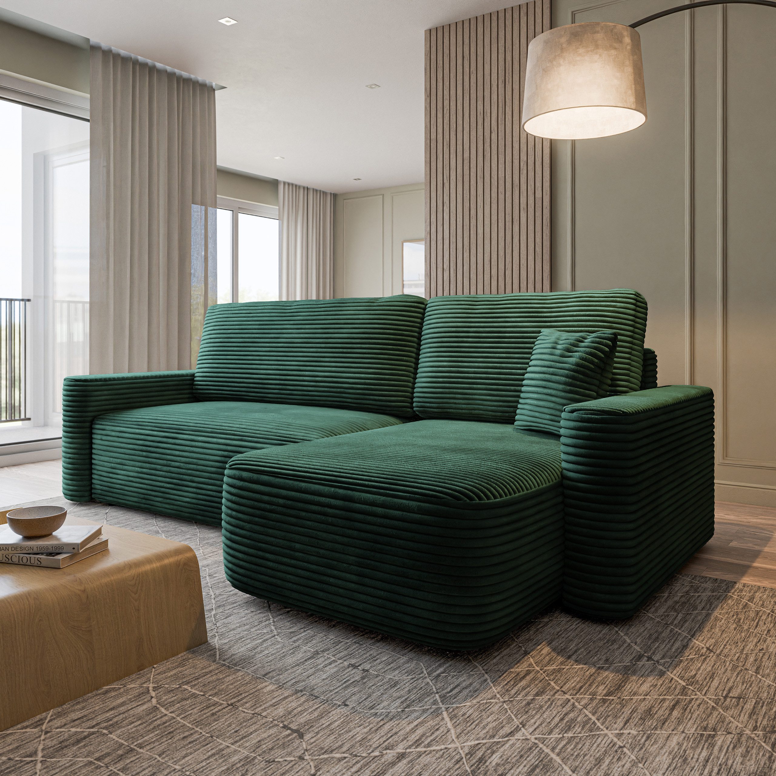 Masseno Ecksofa NERI mit Schlaffunktion L-Form, Sofa mit Bettkasten