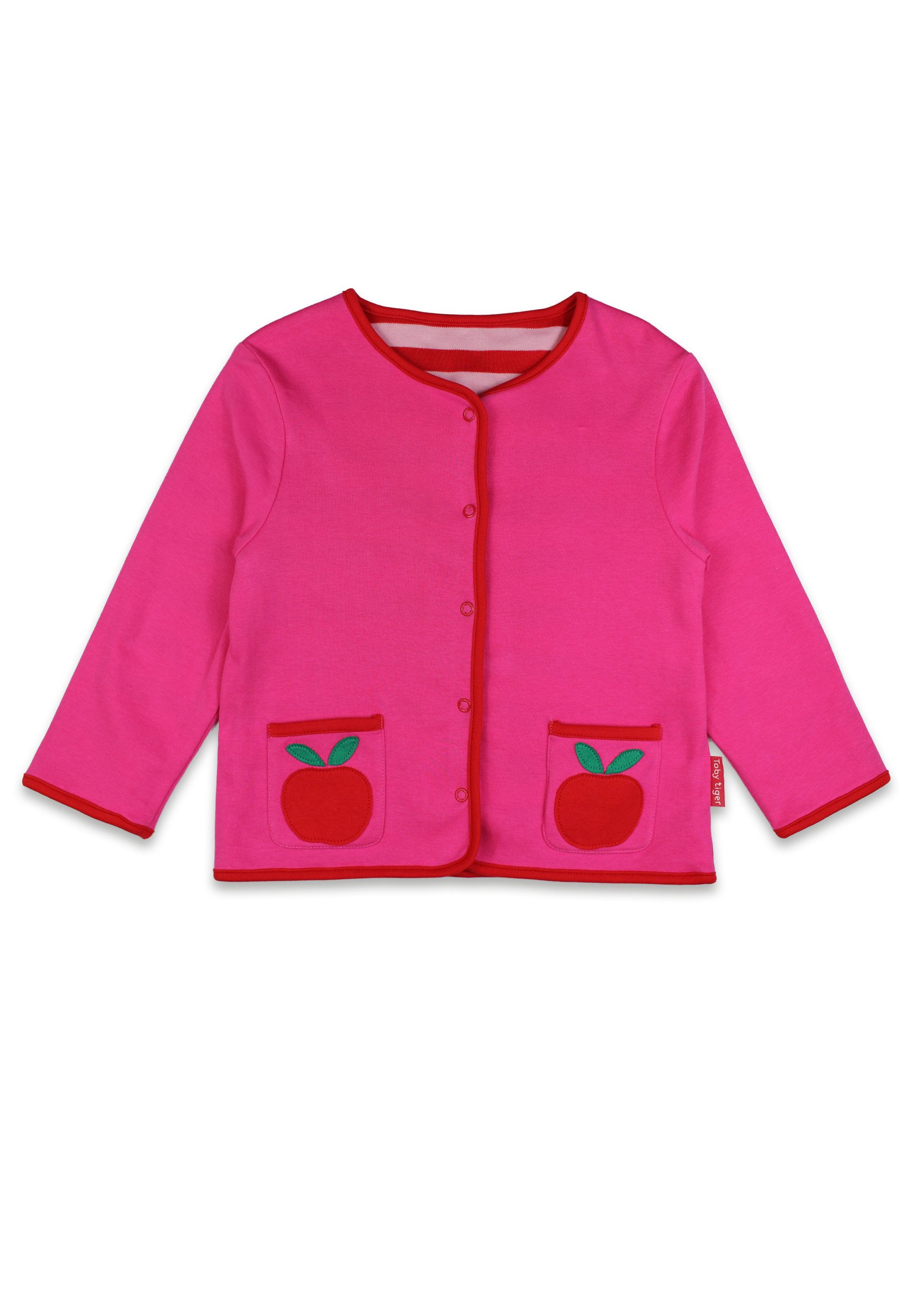 Toby Tiger Fleecejacke Jacke zum Wenden mit Apfel-Applikationen