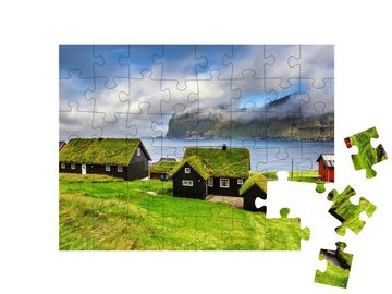 puzzleYOU Puzzle Dorf Mikladalur auf den Färöer Inseln in Dänemark, 48 Puzzleteile, puzzleYOU-Kollektionen Dänemark, Skandinavien