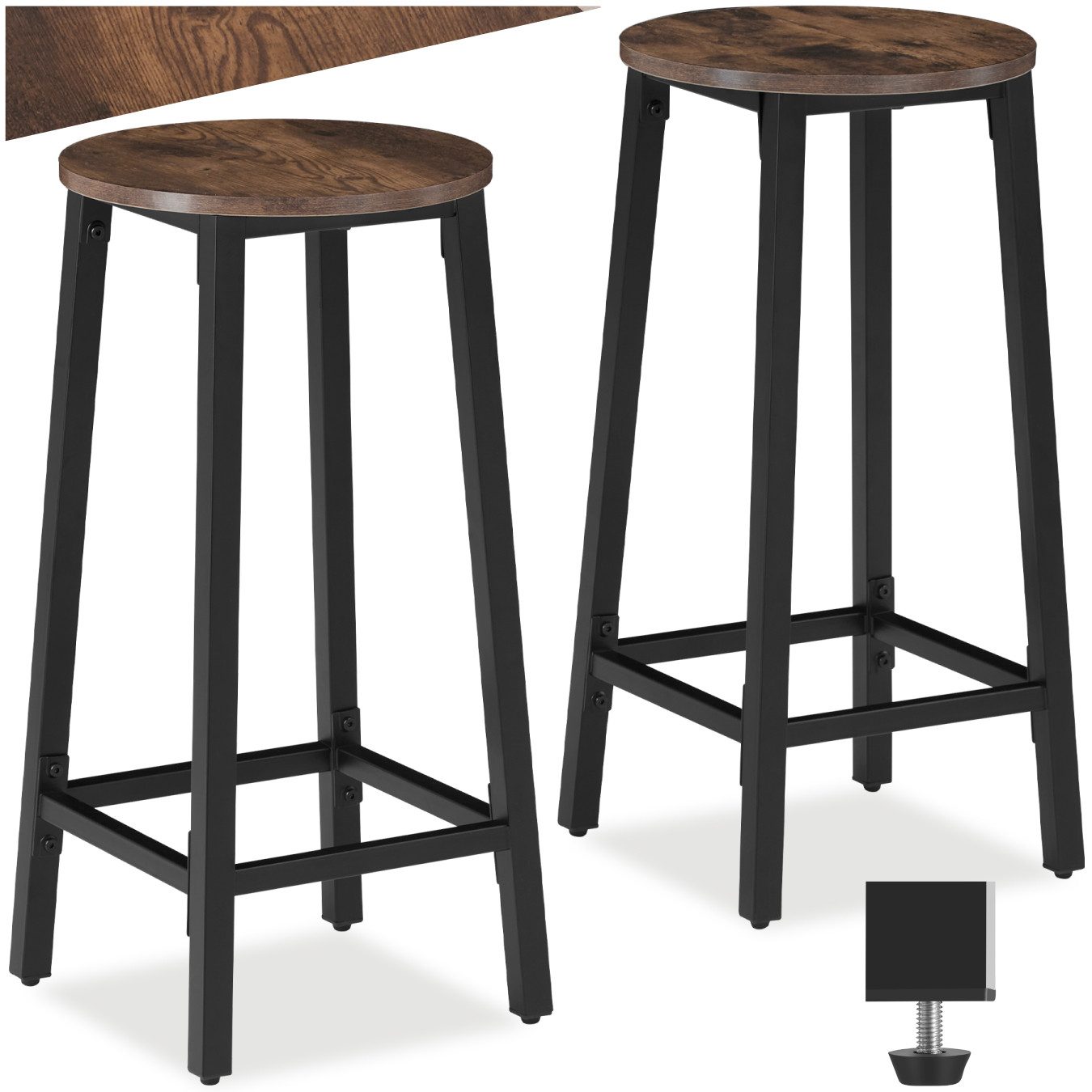 tectake Barhocker 2er Set Barhocker, Industrial günstig online kaufen