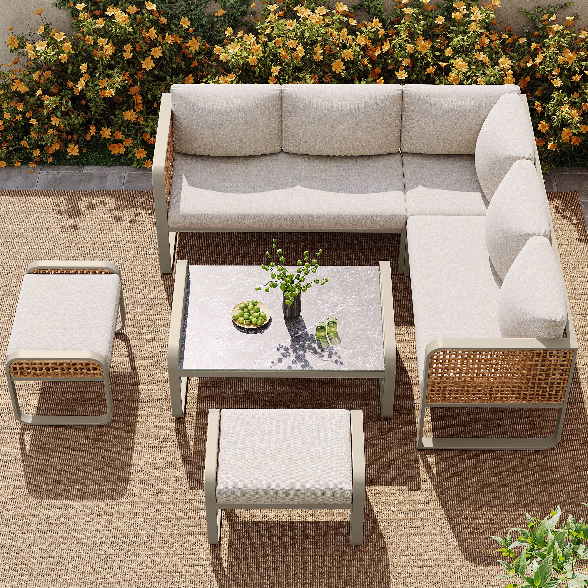 Merax Gartenlounge-Set, (Sitzgruppe Balkonmöbel mit 2-Sitzer-Sofa, günstig online kaufen