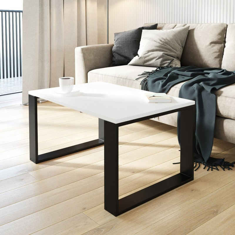 AKKE Couchtisch (PVC), Außergewöhnlicher Höhe:55 cm Deko Modern mit schwarzen Beinen 2mm