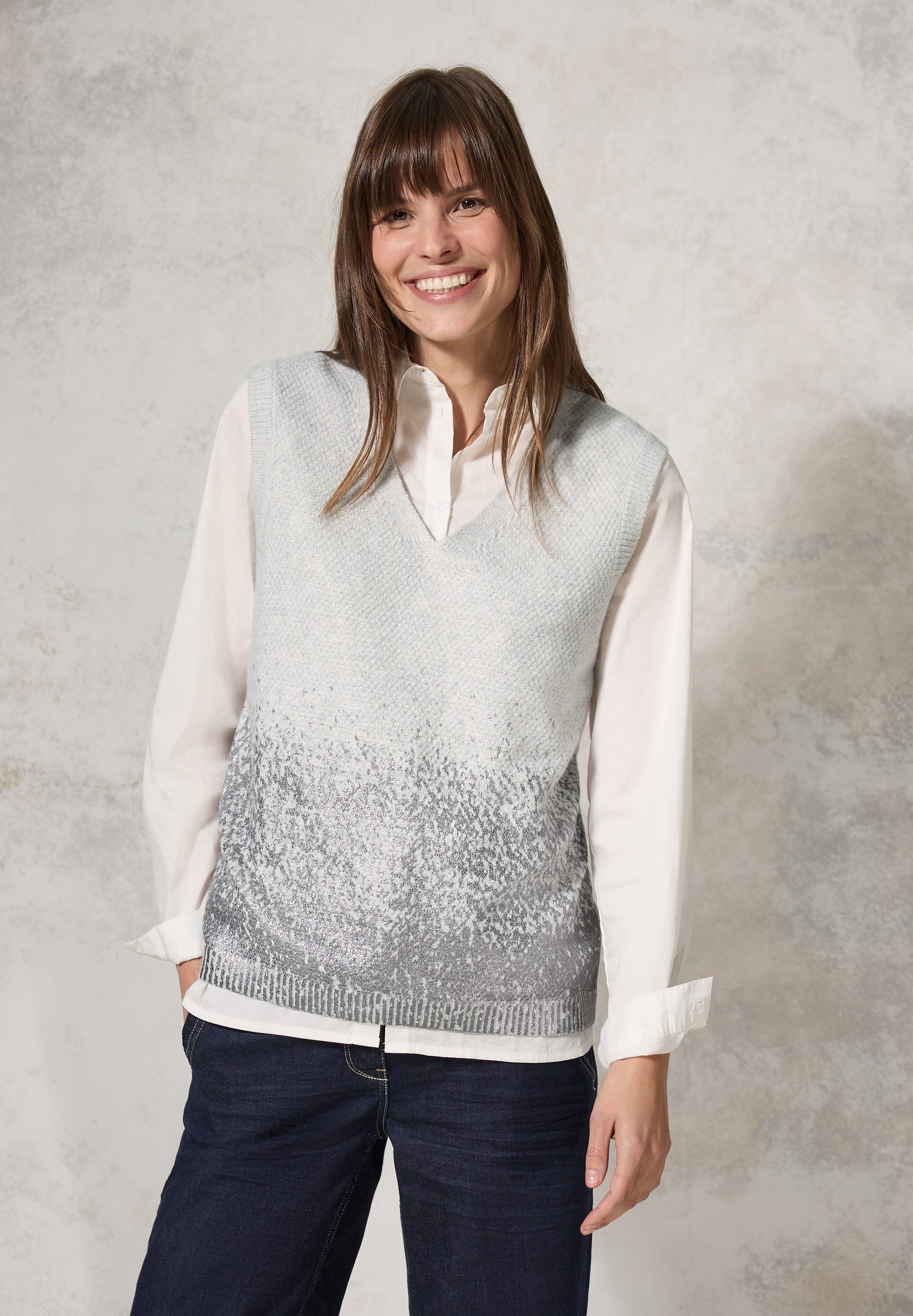 CECIL Kurzarmpullover mit V-Ausschnitt