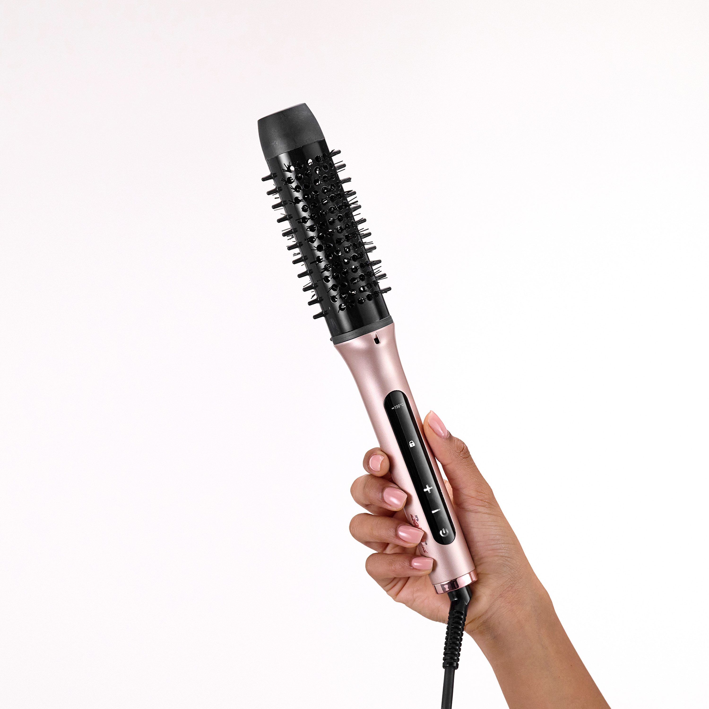 BaByliss Volumen- und Lockenstyler Boost Hot Thermal Brush, Heizbürste, HSB200E, Keramik-Beschichtung, Ionische Lockenbürste, 38mm Thermobürste, Blow-Out und Volumen rosa
