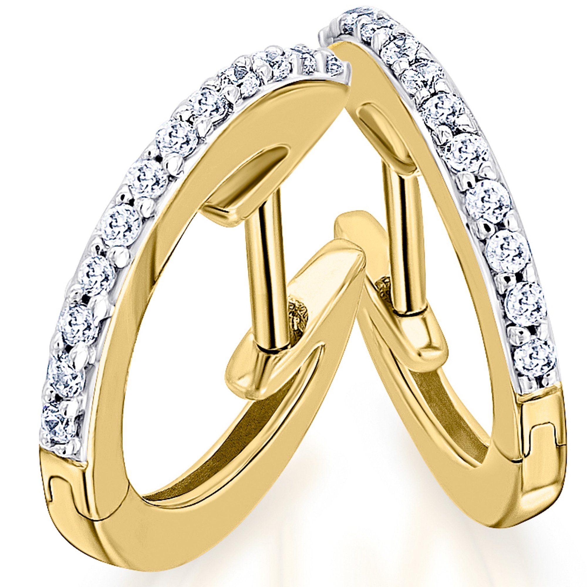 Paar Creolen 0,15 ct Diamant Brillant Ohrringe Creolen