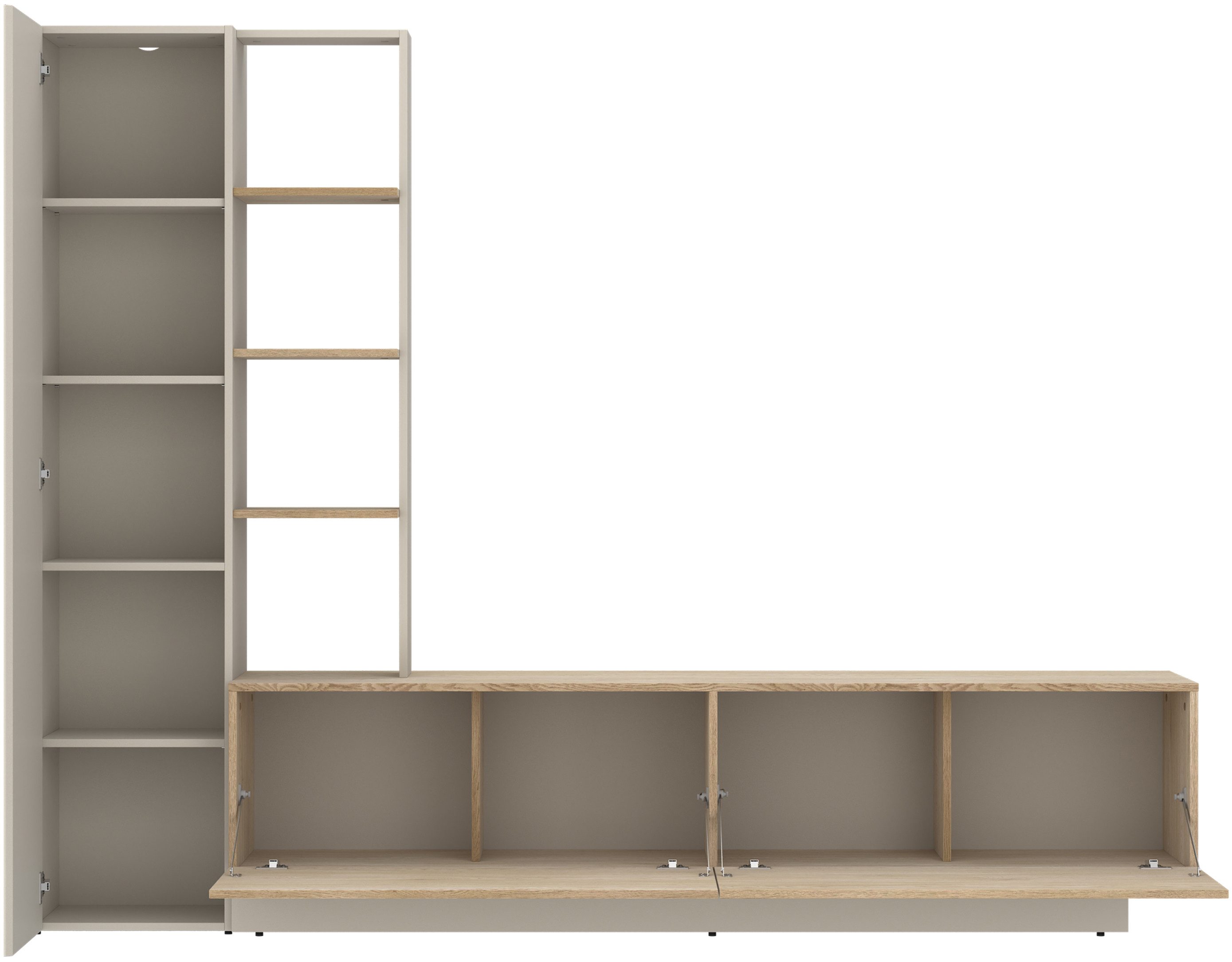 OTTO home Wohnwand Roda, moderne Wohnwand, Komplett-Set, Breite 230 cm, grifflose Design