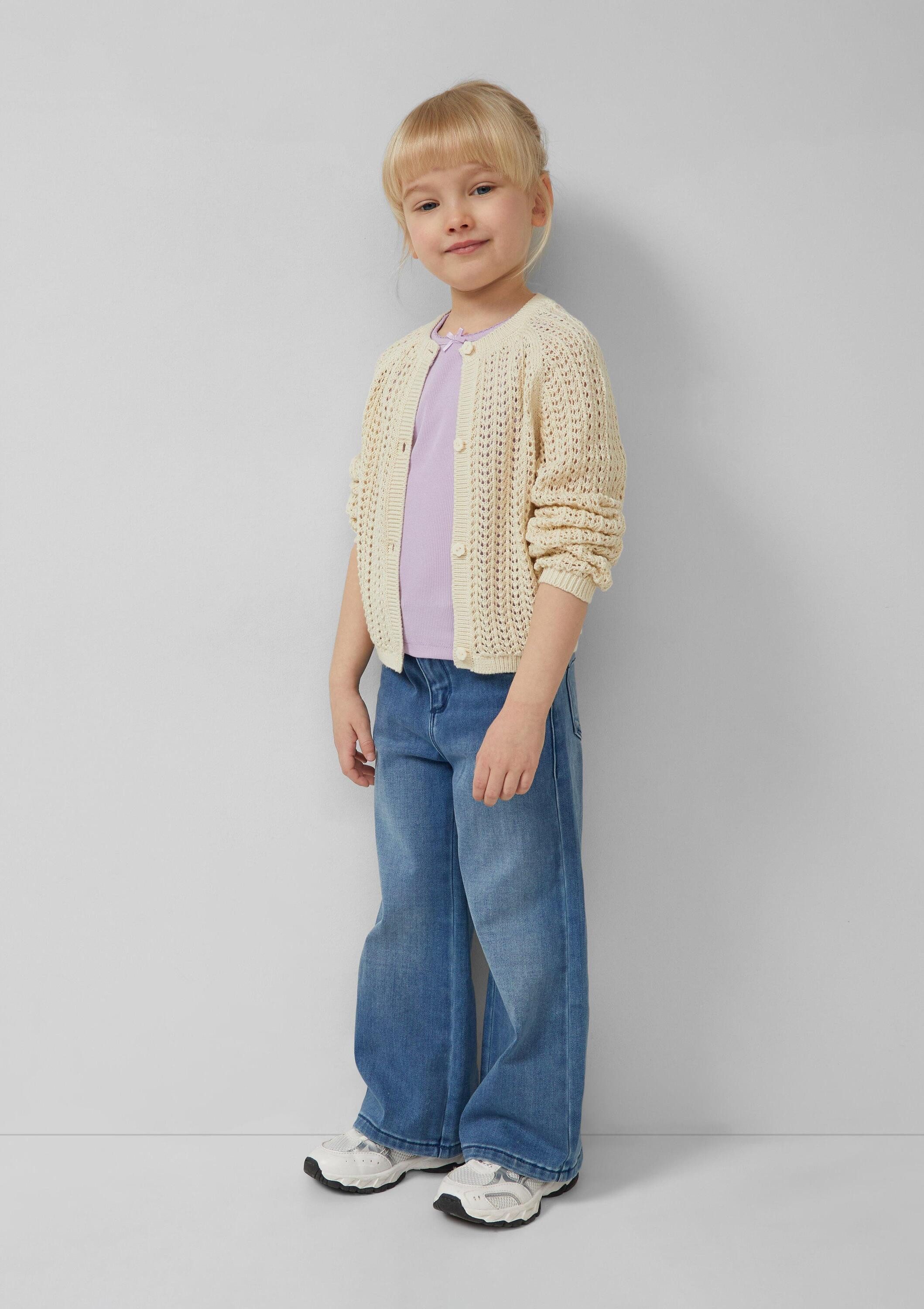 s.Oliver Cardigan Strickjacke Ajour-Strickjacke mit Schmuckknöpfen