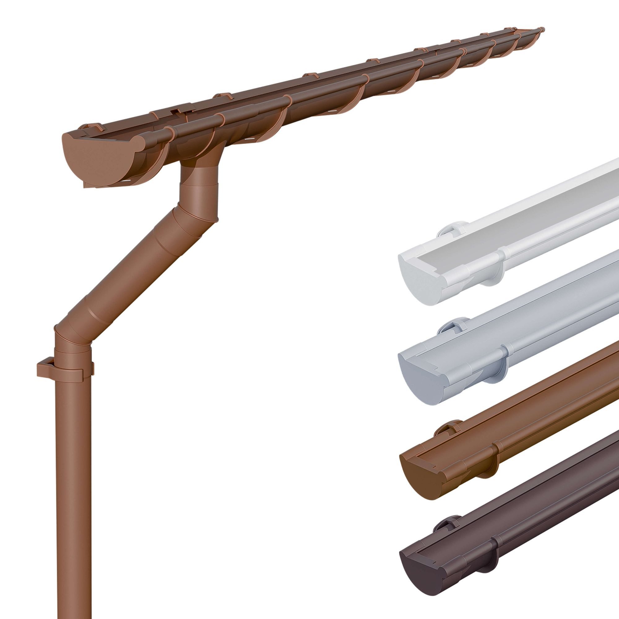INEFA Dachrinne NW 125 Dachrinnen-Set PVC halbrund für Haus, eine Dachseite,4m, Regenrinnen-Set von INEFA, 1-St., Set für eine Dachseite, Regenrinne Kunststoff für Satteldach, eine Dachseite, Made in Germany
