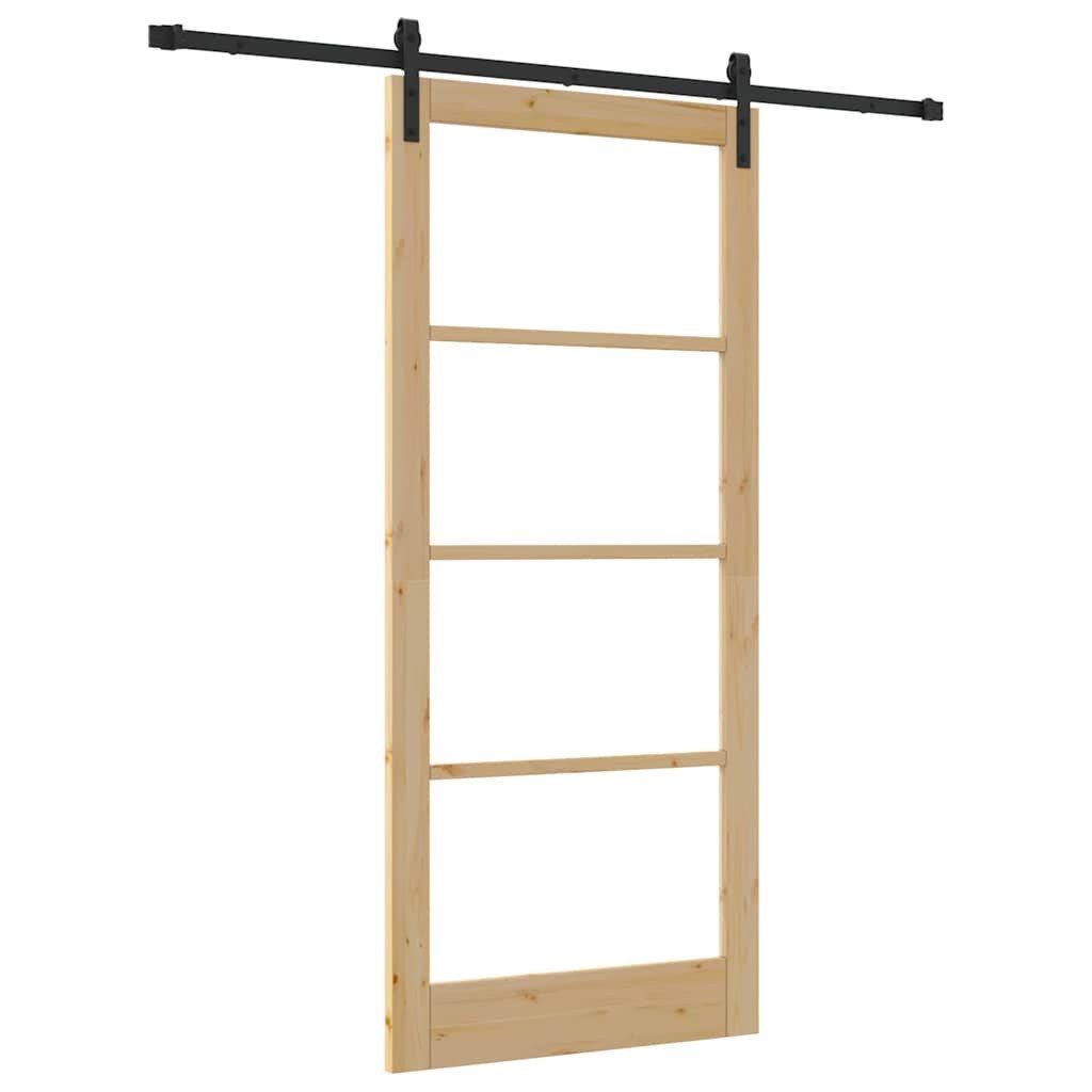 vidaXL Haustür Schiebetür ORKDAL Natürlich und Schwarz 93 x 211 cm (1-St)