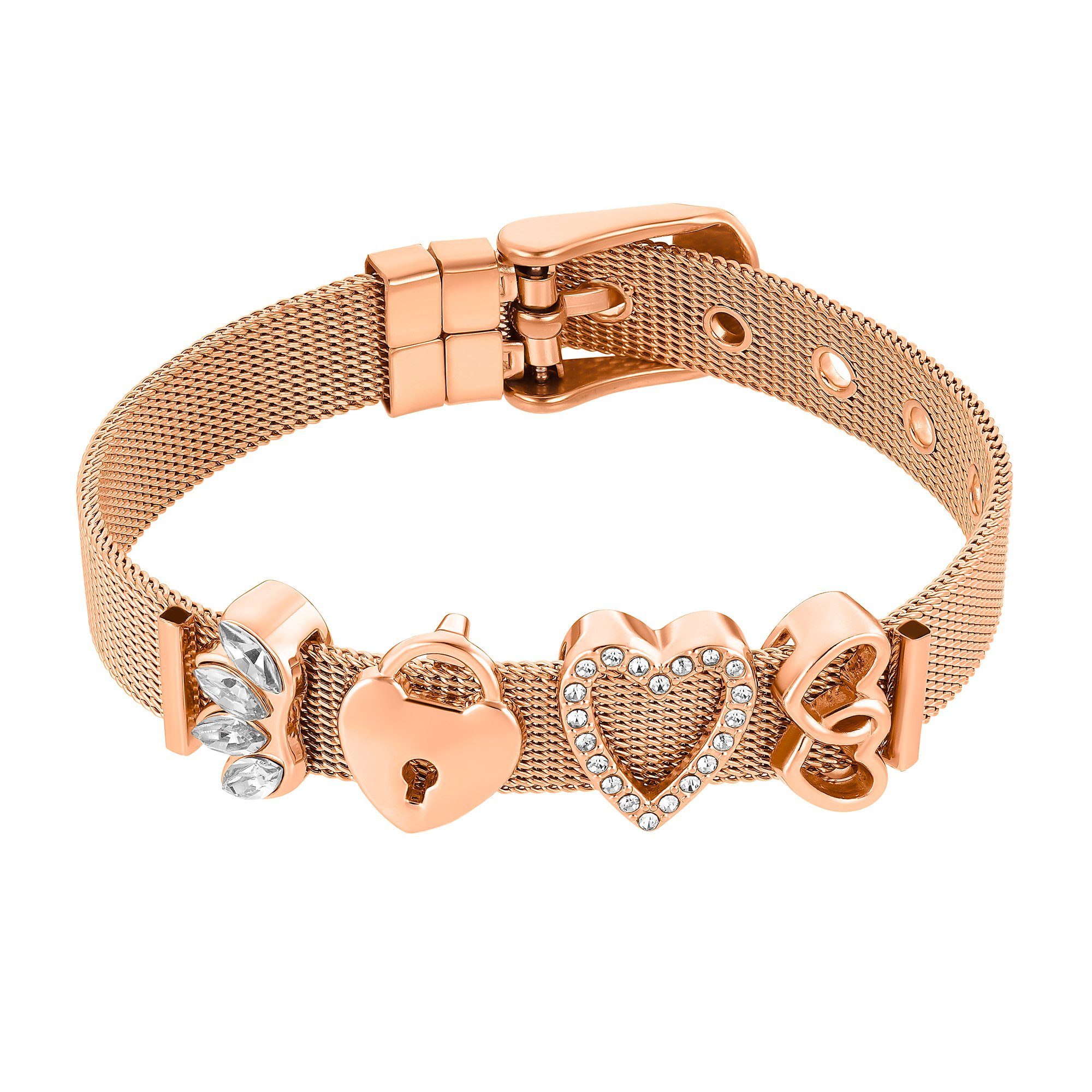 poliert Armband sind Heideman austauschbar Geschenkverpackung), Armband Charms Mesh rose inkl. (Armband, goldfarben