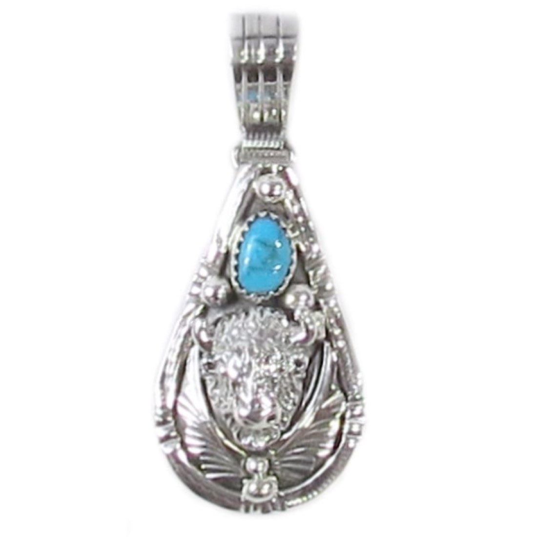 Native Dreams Kettenanhänger Büffel Spirit, 925 Sterling Silber mit Türkis handgefertigt Unikat
