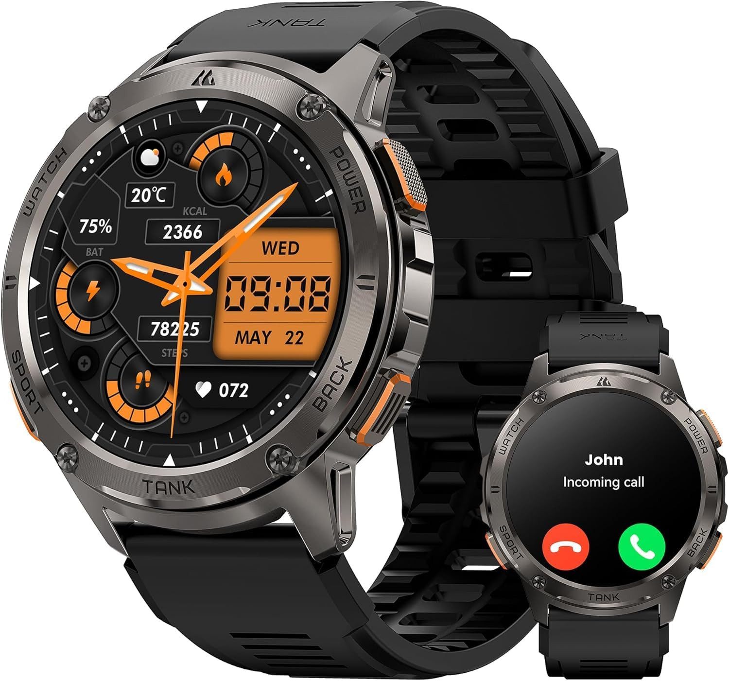 KOSPET TANK T3 Smartwatch (3,6 cm, android ios), Herren Outdoor Smartwatch mit GPS Sportfunktionen